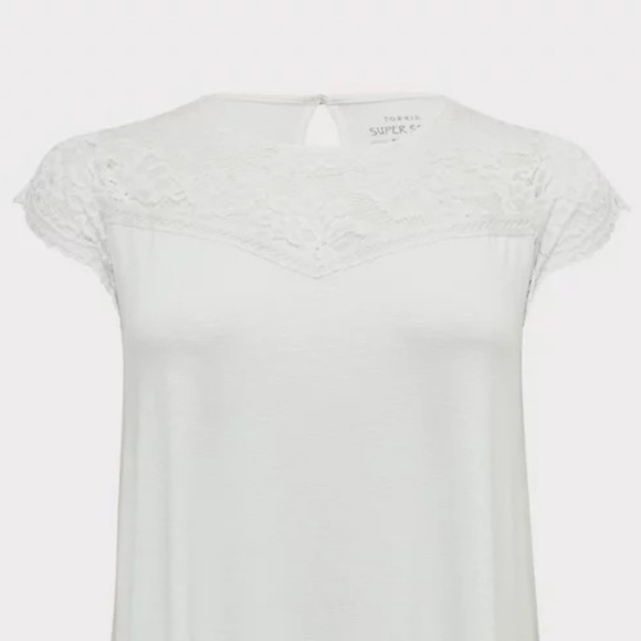 TORRID - SUPER SOFT WHITE LACE SLEEVE TOP - Picture 5 of 7
